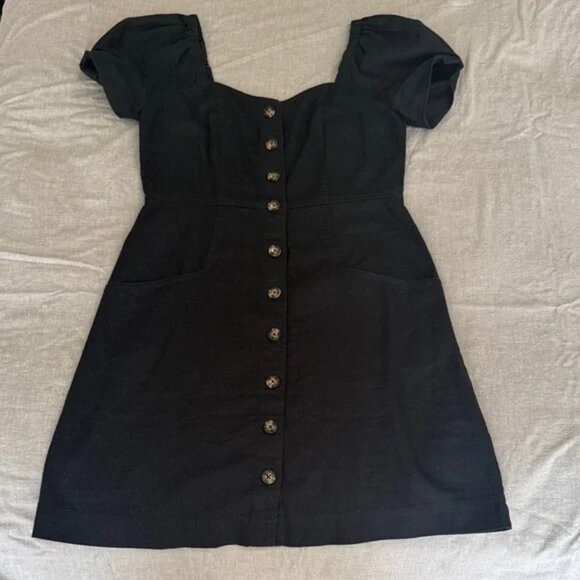 Madewell Black Button-Front Mini Dress - Picture 2 of 4